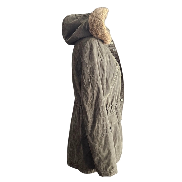 Nautica Women's Microfiber Parka Anorak Jacket with Faux Fur Hooded Trim Large - Picture 3 of 15